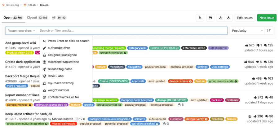 Filter issues and merge requests by Release