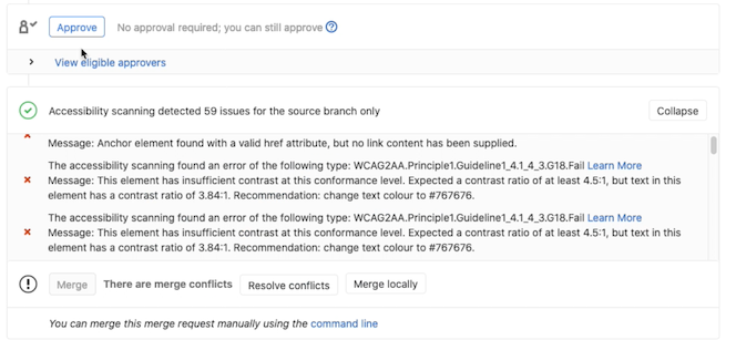 Accessibility Testing Merge Request Widget