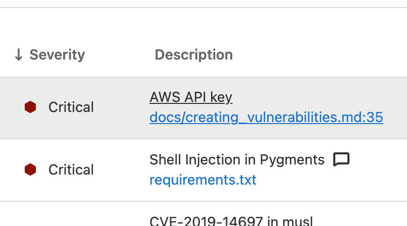 Clickable file and line number links on Vulnerability Report