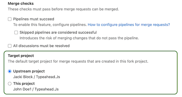 Set default target project for merge requests in forks