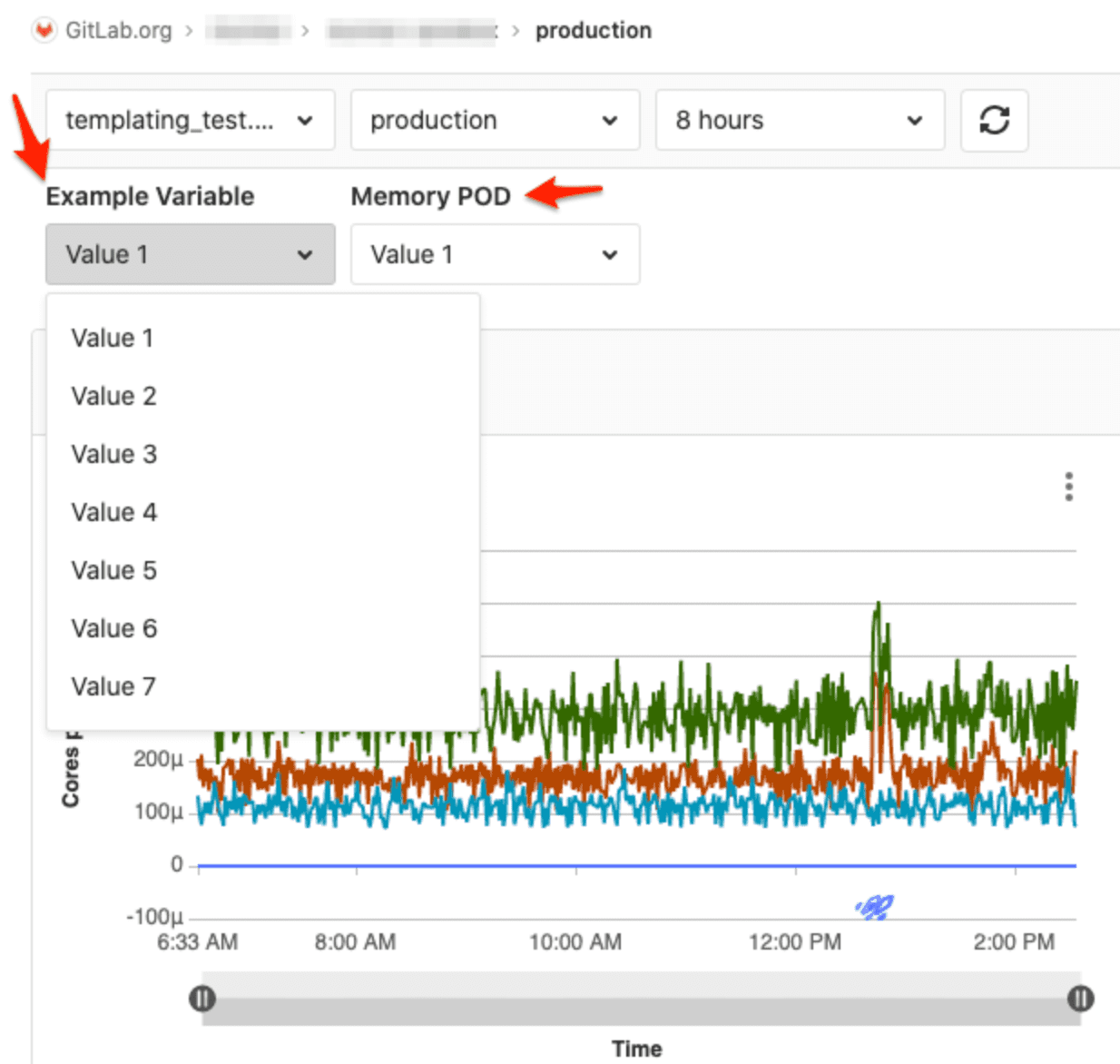 Set metrics dashboard variables with PromQL