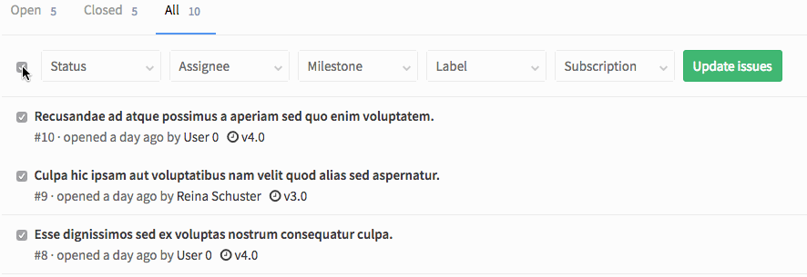 Bulk subscribe to issues in GitLab 8.10